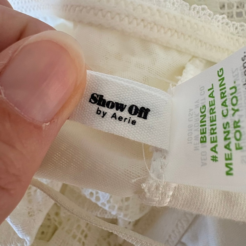 Aerie Show Off Romantic Lace Camisole Top Cream White XL NWT 069-2692-4161 - Picture 12 of 15